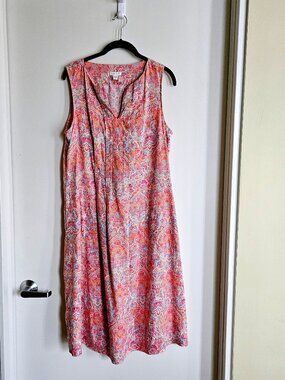 J Jill Linen Dress Sleeveless Split Neck MP